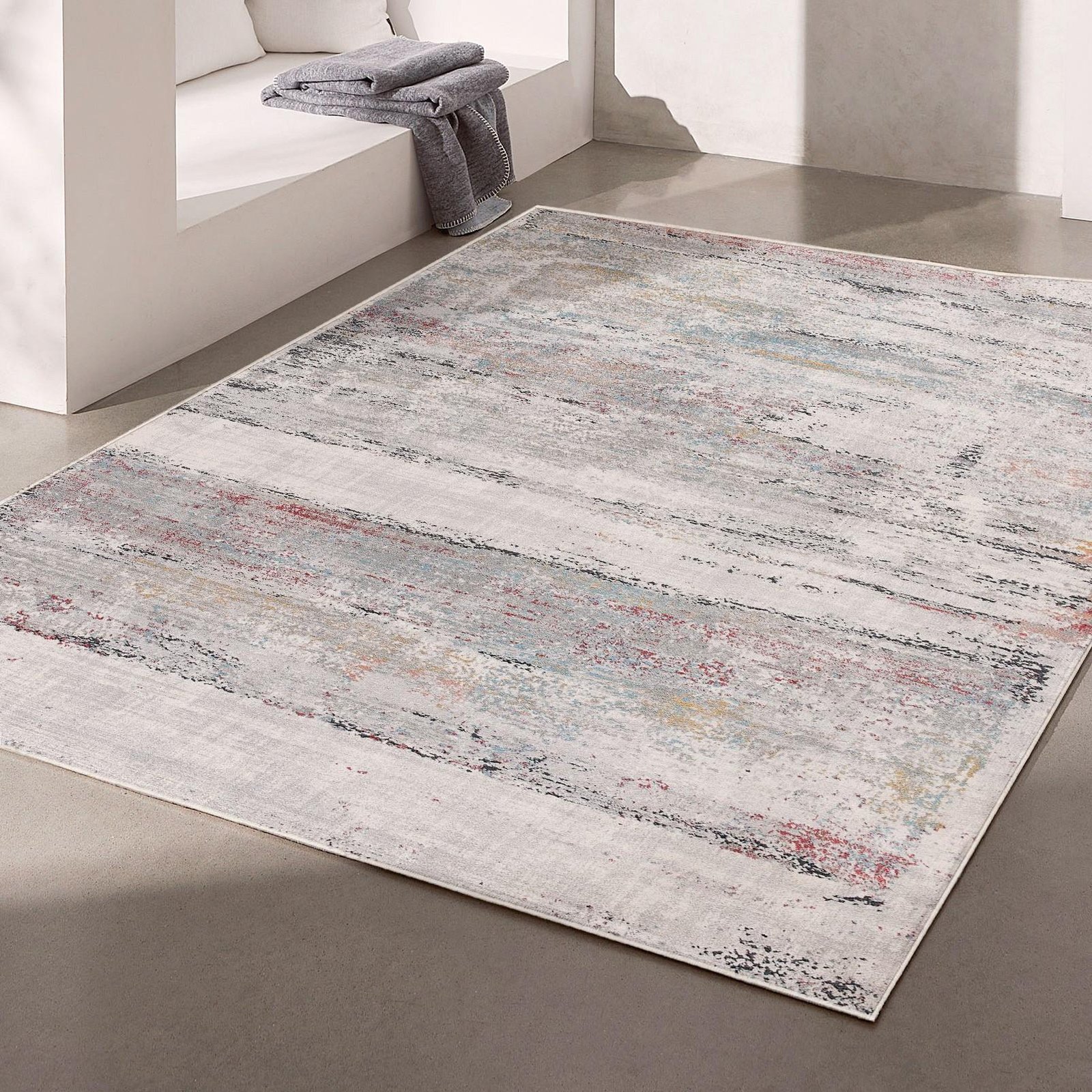 8' X 11' Gray Abstract Irregular Blocks Area Rug - Image 6