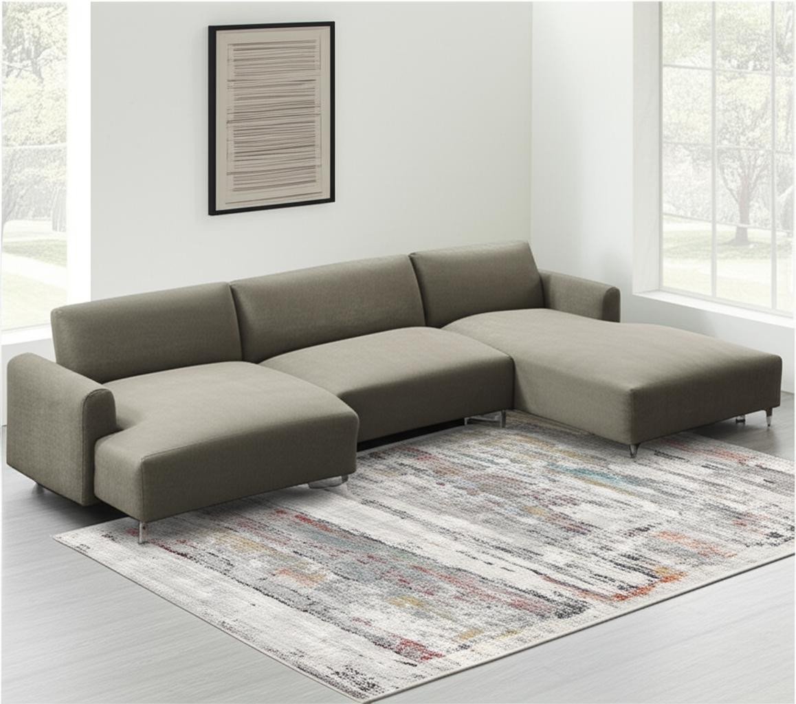 8' X 11' Gray Abstract Irregular Blocks Area Rug