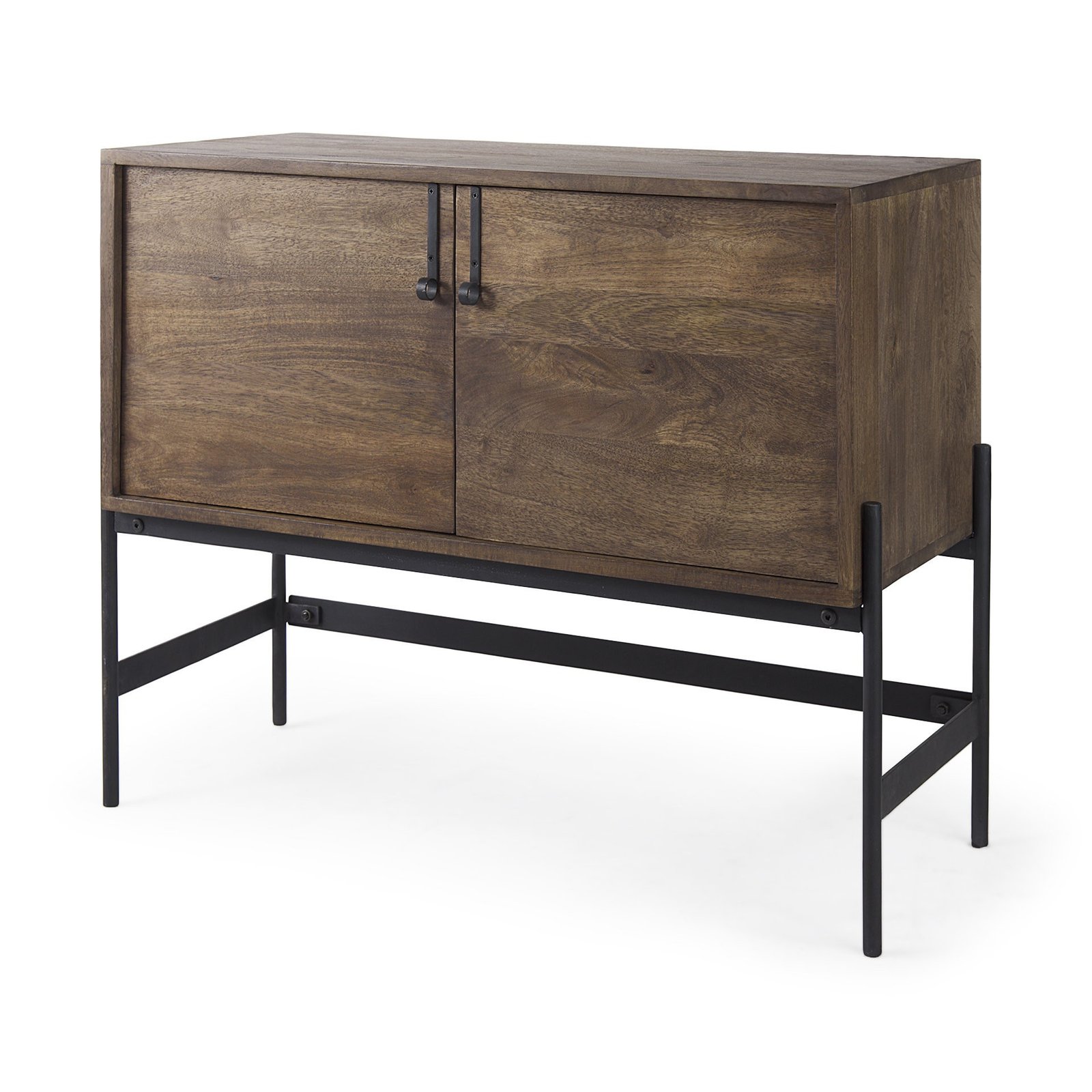 Dark Brown Two Door Cabinet With Metal Legs - Image 2