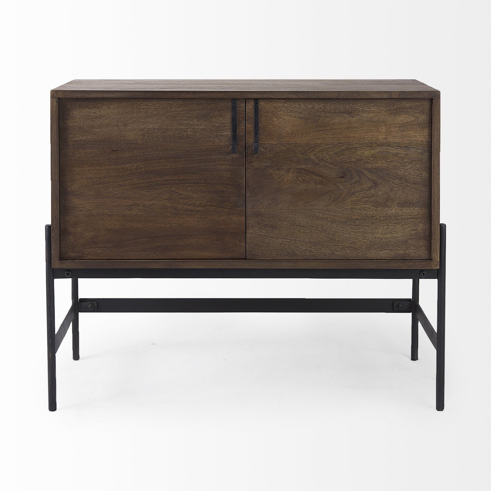 Dark Brown Two Door Cabinet With Metal Legs - Image 4