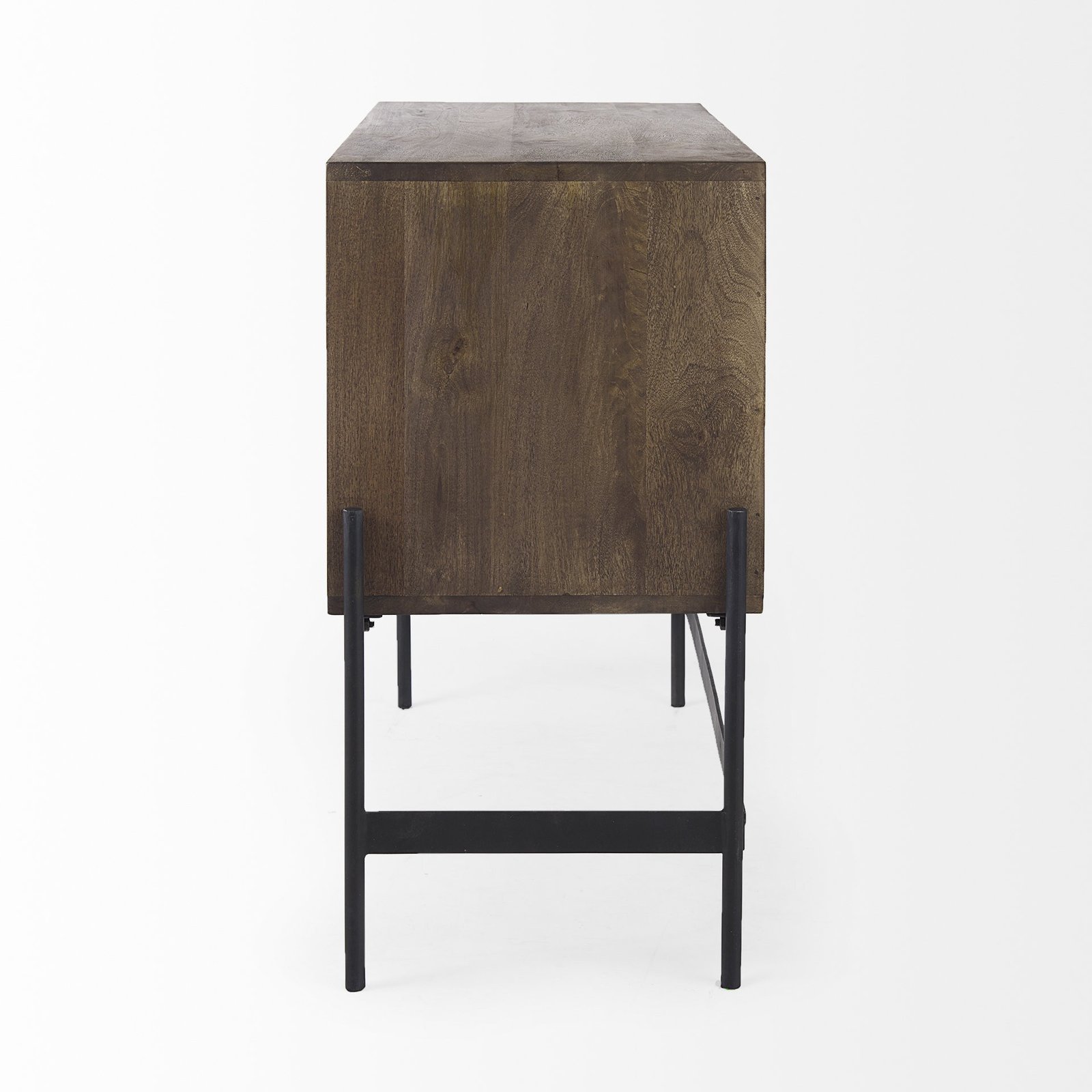 Dark Brown Two Door Cabinet With Metal Legs - Image 5