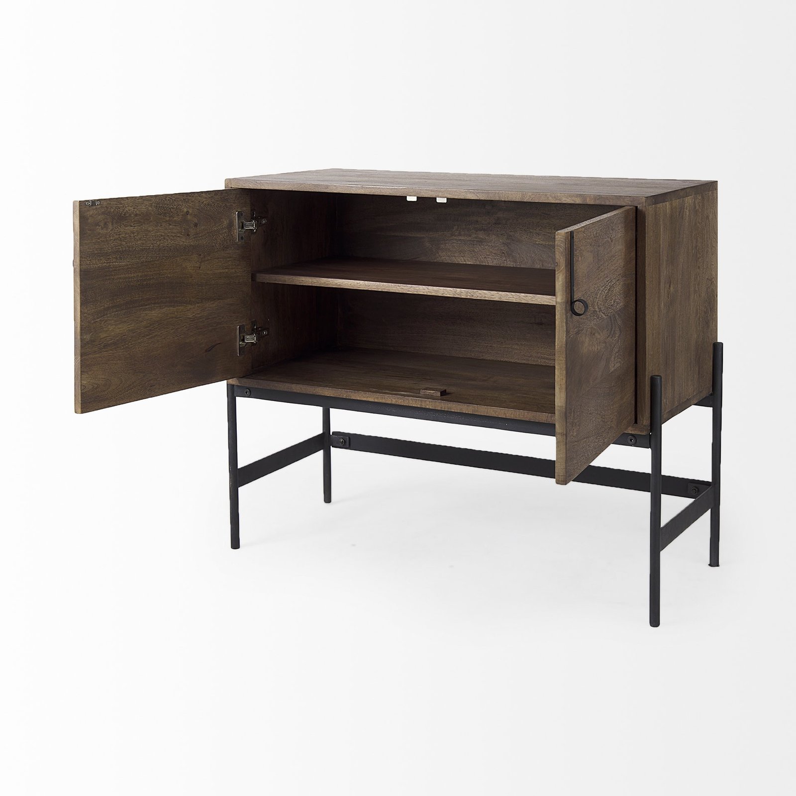 Dark Brown Two Door Cabinet With Metal Legs - Image 3