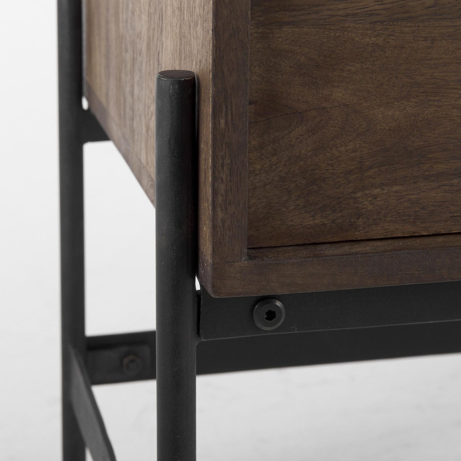 Dark Brown Two Door Cabinet With Metal Legs - Image 9