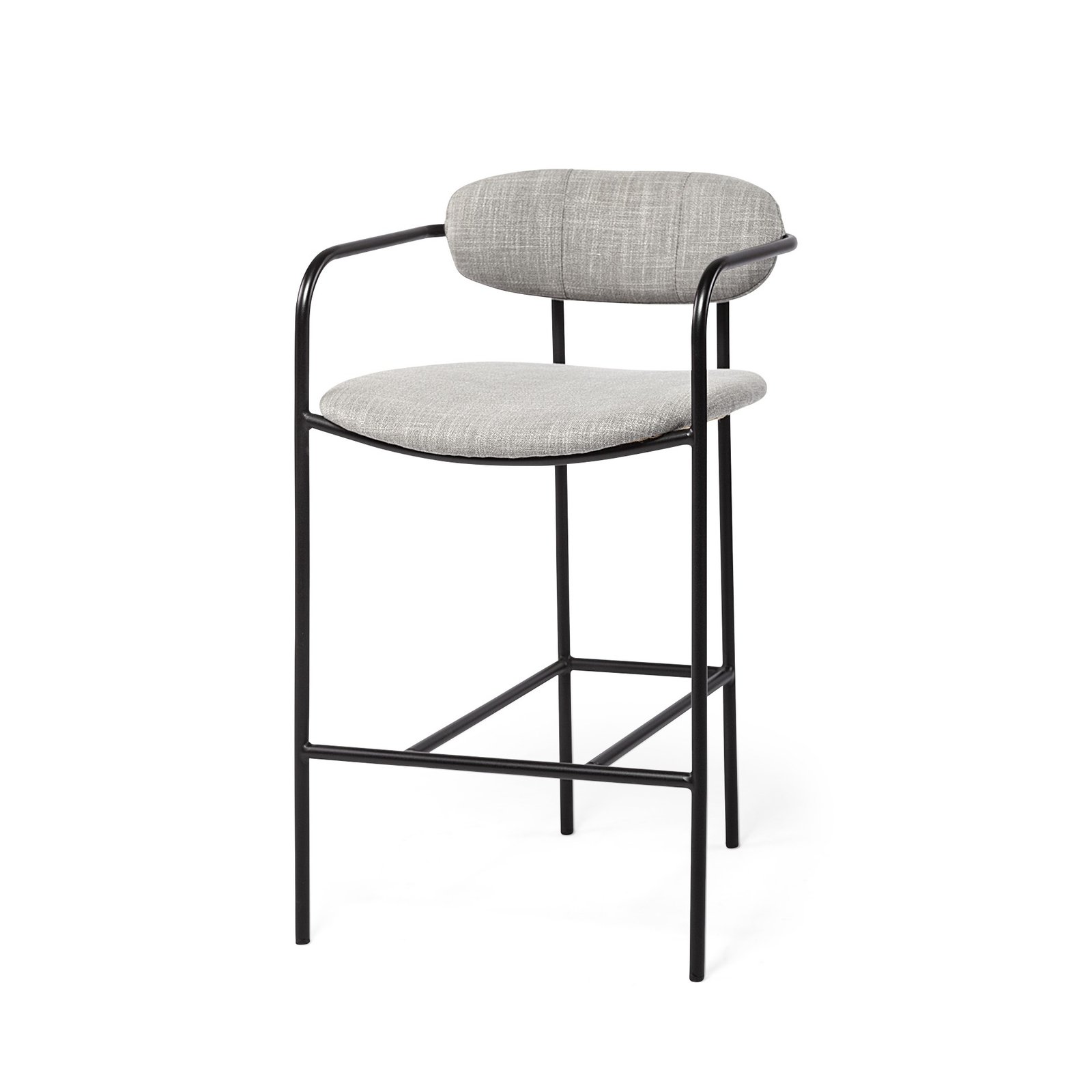27" Gray And Black Fabric And Metal Counter Height Bar Chair - Image 5