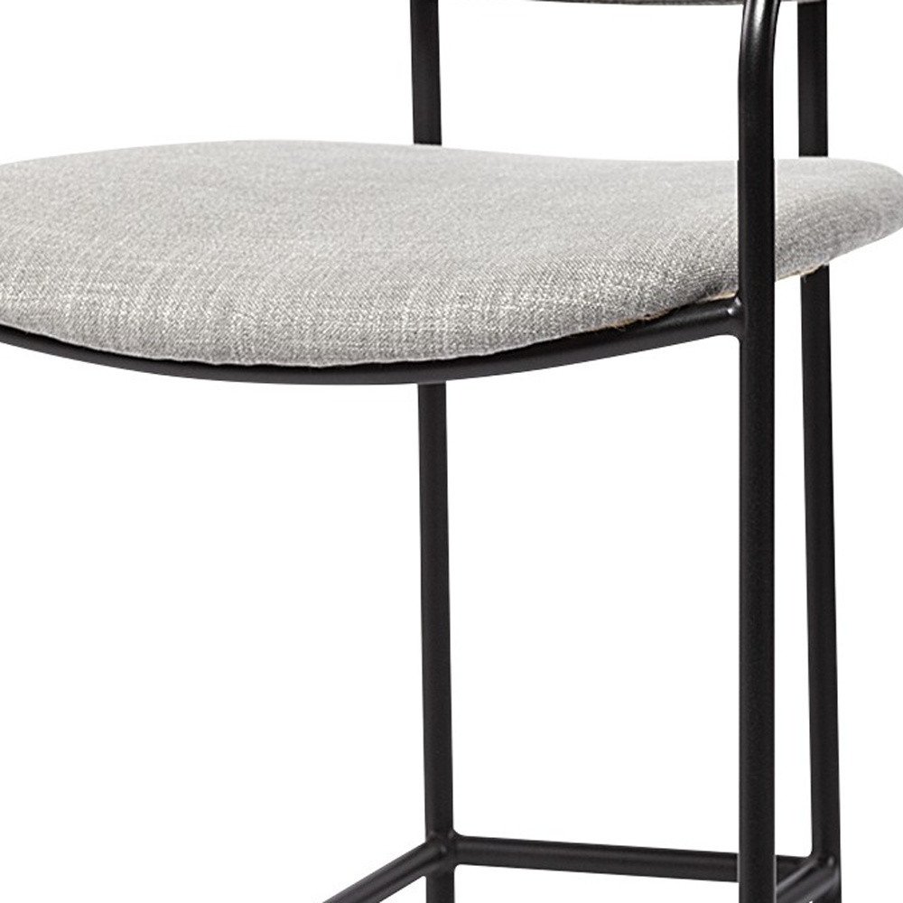 27" Gray And Black Fabric And Metal Counter Height Bar Chair - Image 8