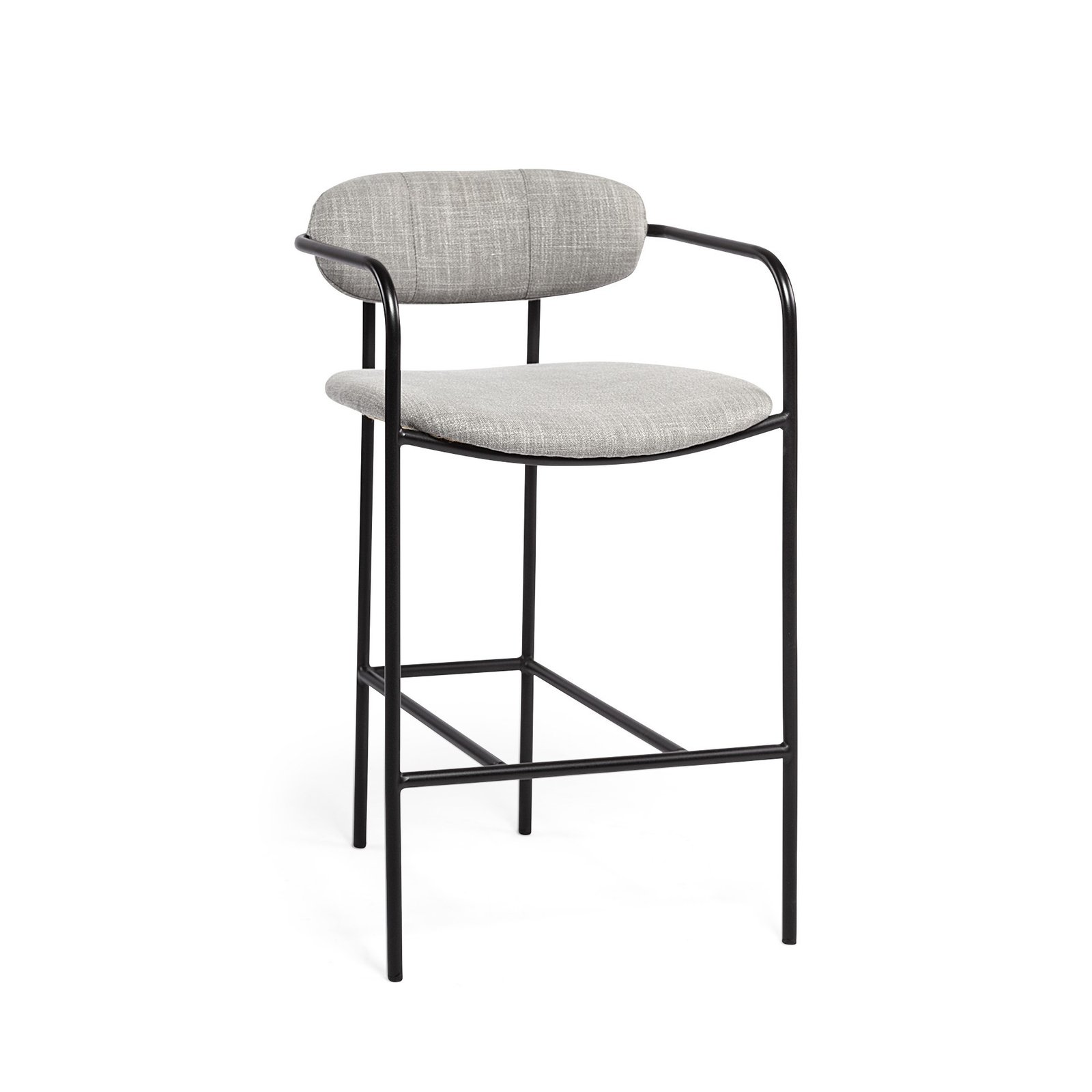 27" Gray And Black Fabric And Metal Counter Height Bar Chair - Image 9