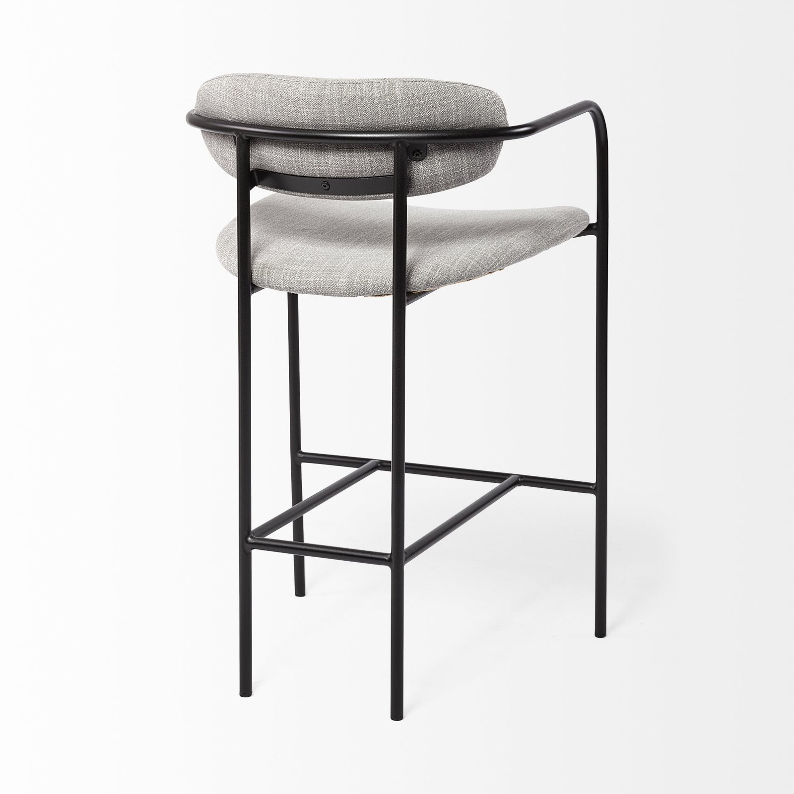 27" Gray And Black Fabric And Metal Counter Height Bar Chair - Image 6