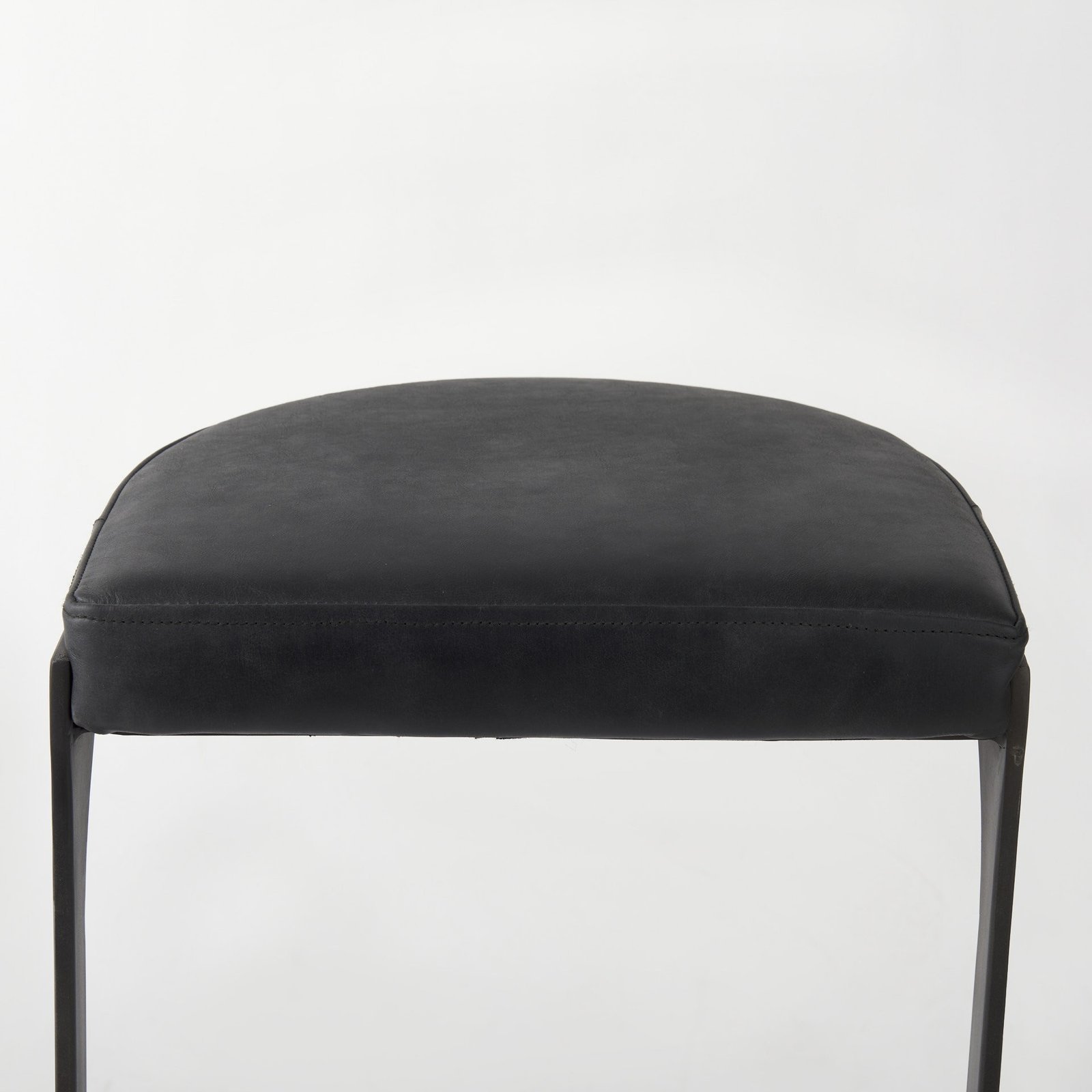 35" Black Leather And Genuine Leather And Metal Backless Bar Height Bar Chair - Image 9