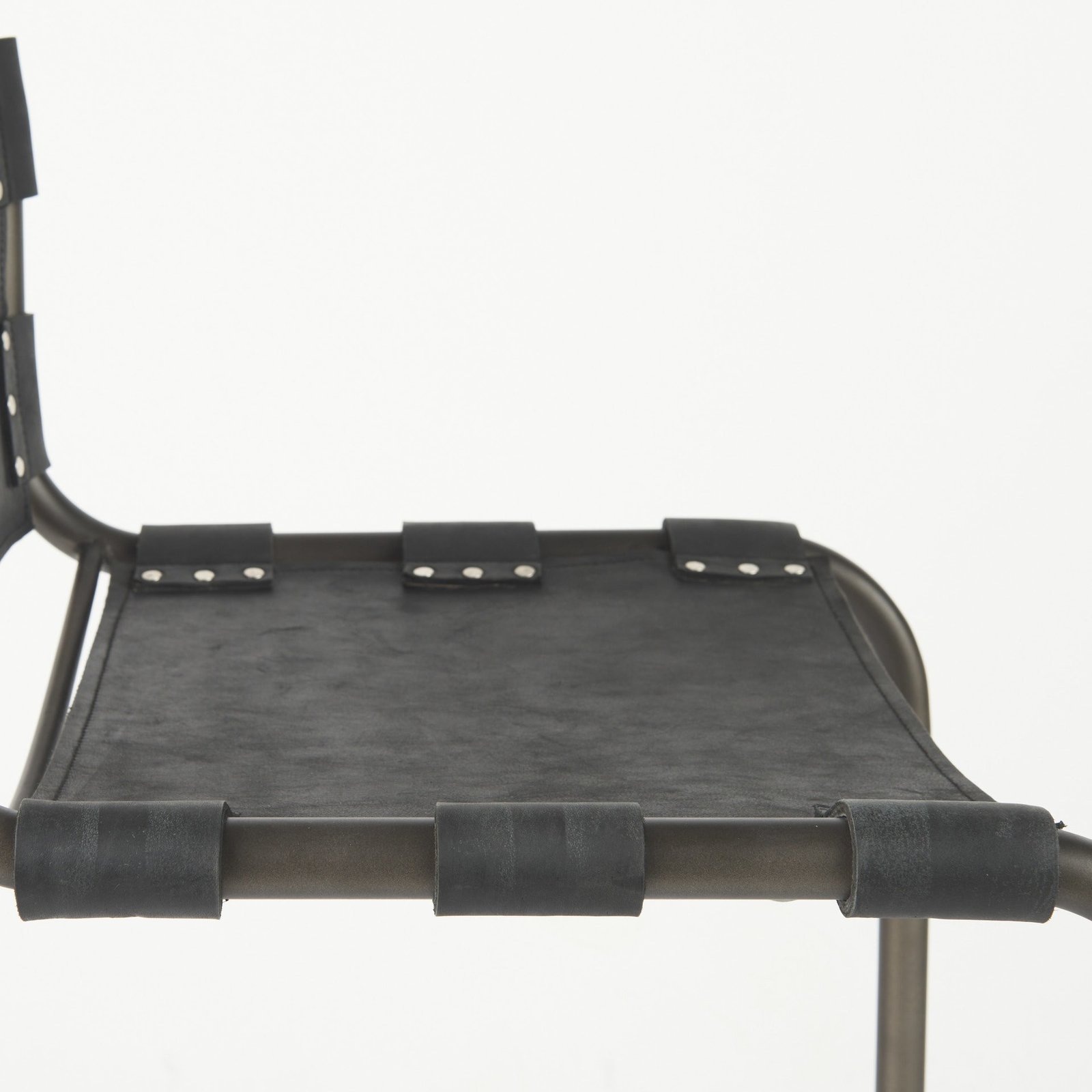 29" Black Leather And Iron Bar Chair - Image 9