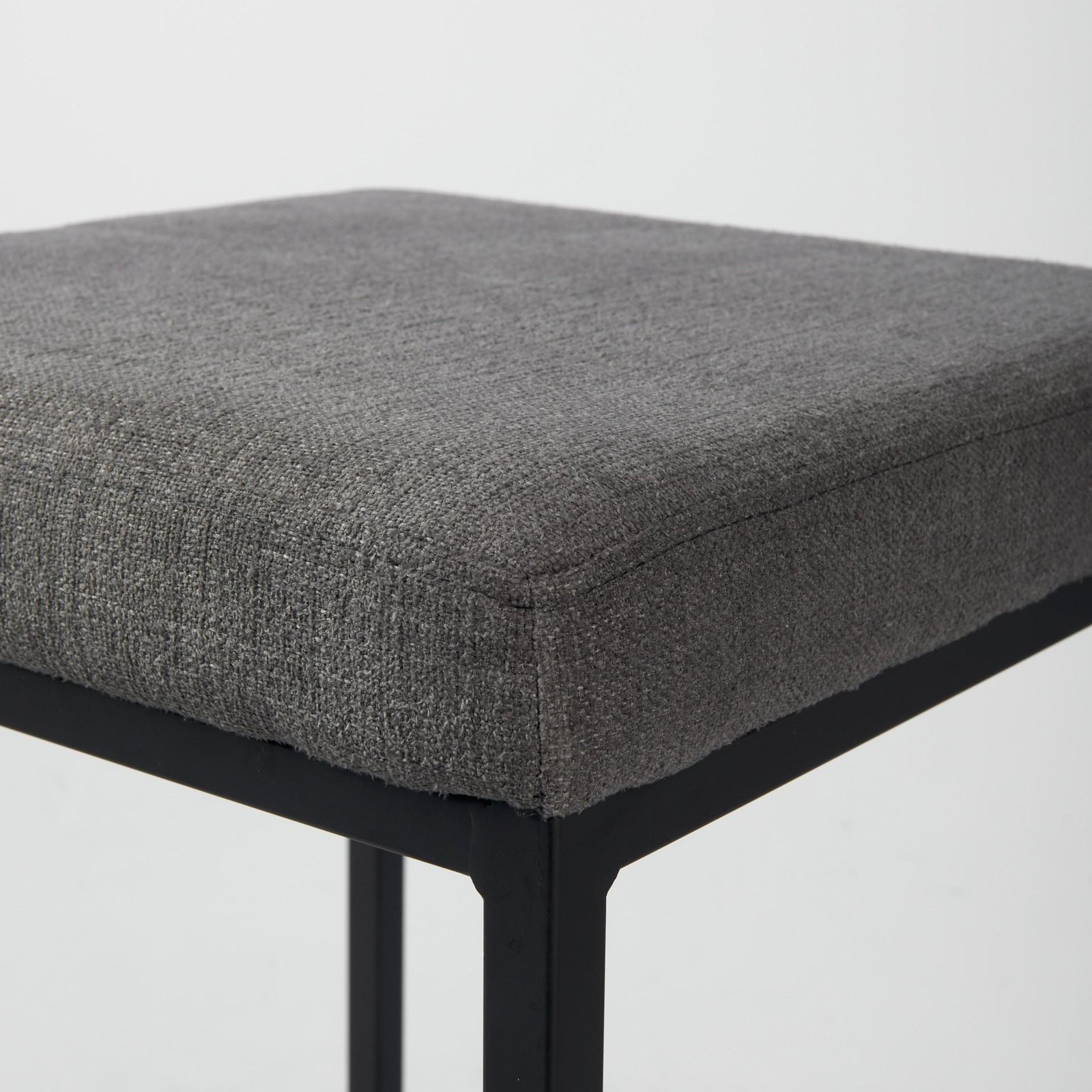 26" Gray And Black Fabric And Metal Backless Counter Height Bar Chair - Image 8