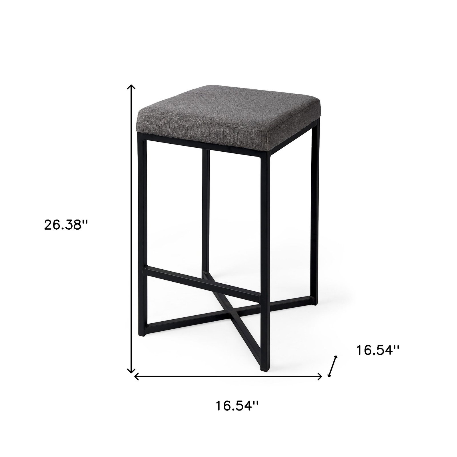 26" Gray And Black Fabric And Metal Backless Counter Height Bar Chair - Image 9