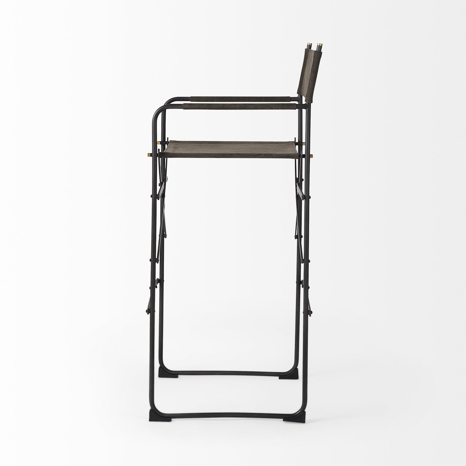 30" Brown And Black Leather And Metal Bar Chair - Image 6