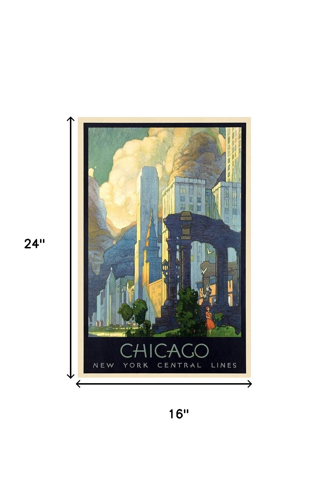 Vintage 1929 Chicago Michigan Ave Travel Unframed Print Wall Art - Image 6