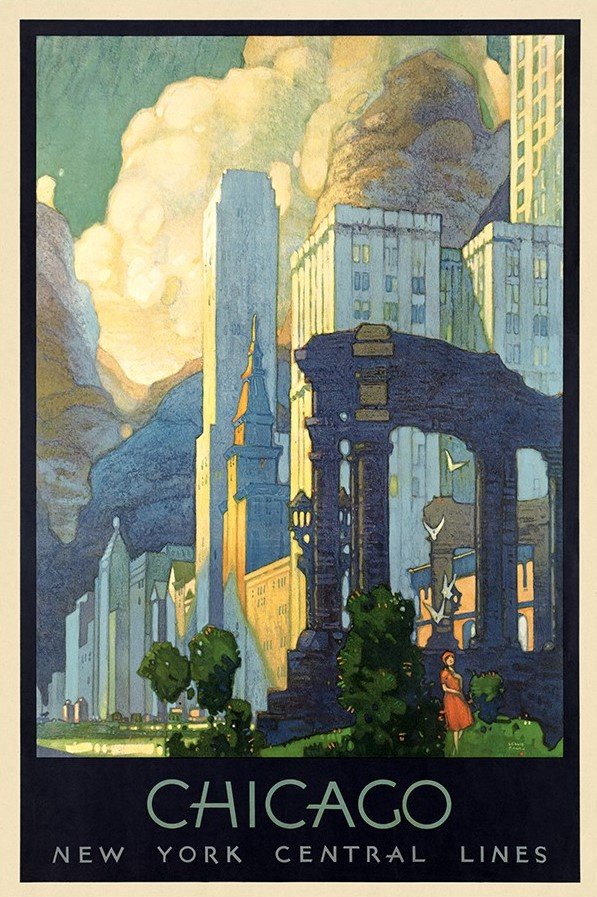 Vintage 1929 Chicago Vacation Travel Unframed Print Wall Art - Image 2