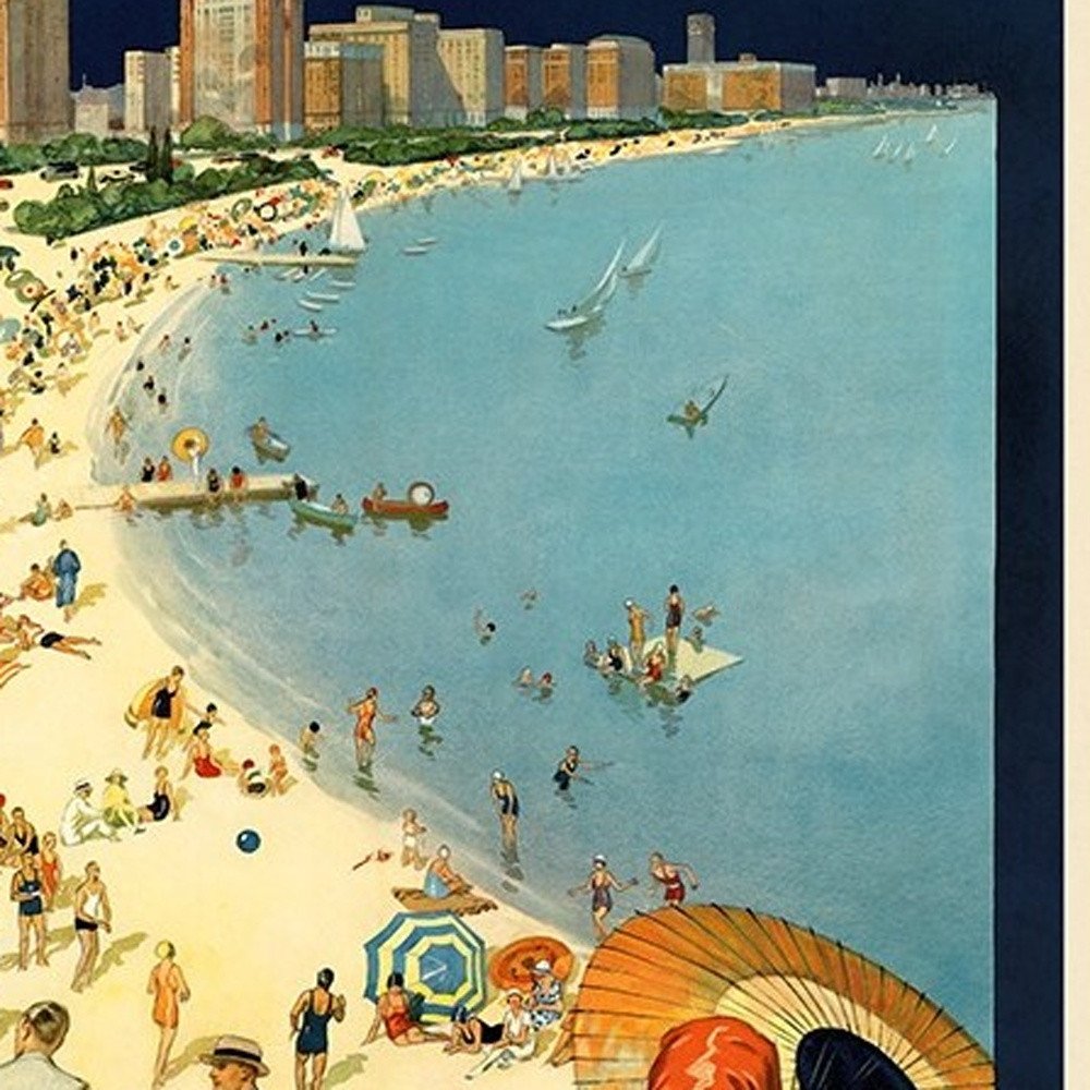 Vintage 1929 Chicago Vacation Travel Unframed Print Wall Art - Image 3