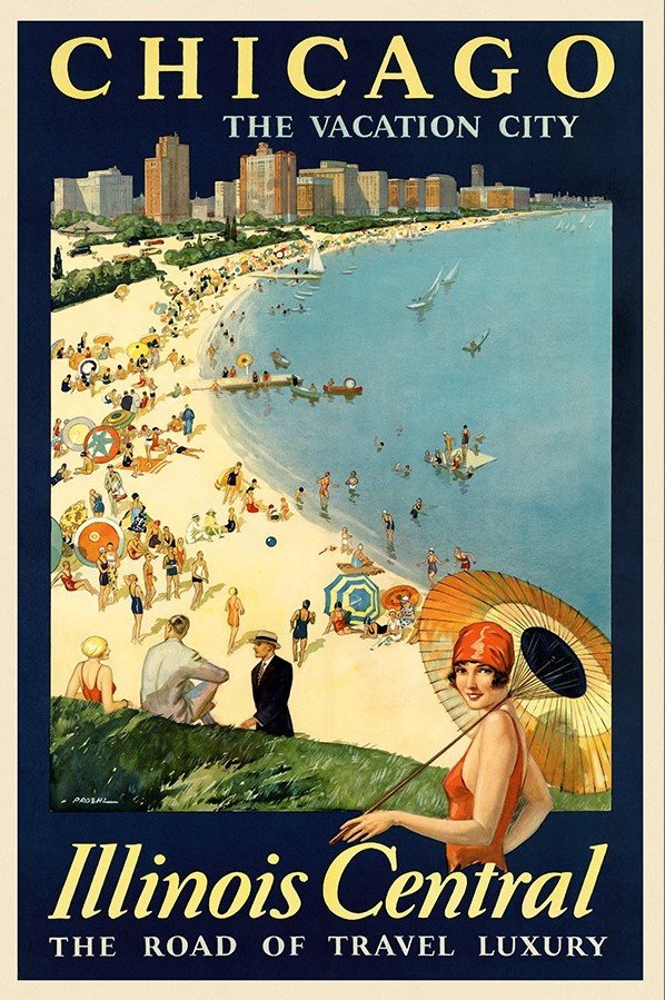 Vintage 1929 Chicago Vacation Travel Unframed Print Wall Art - Image 2