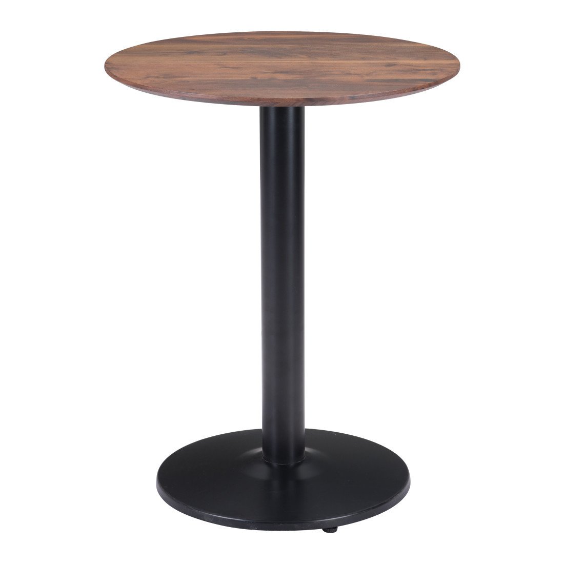 30" Walnut And Black Wood And Steel Round Pedestal End Table - Image 2
