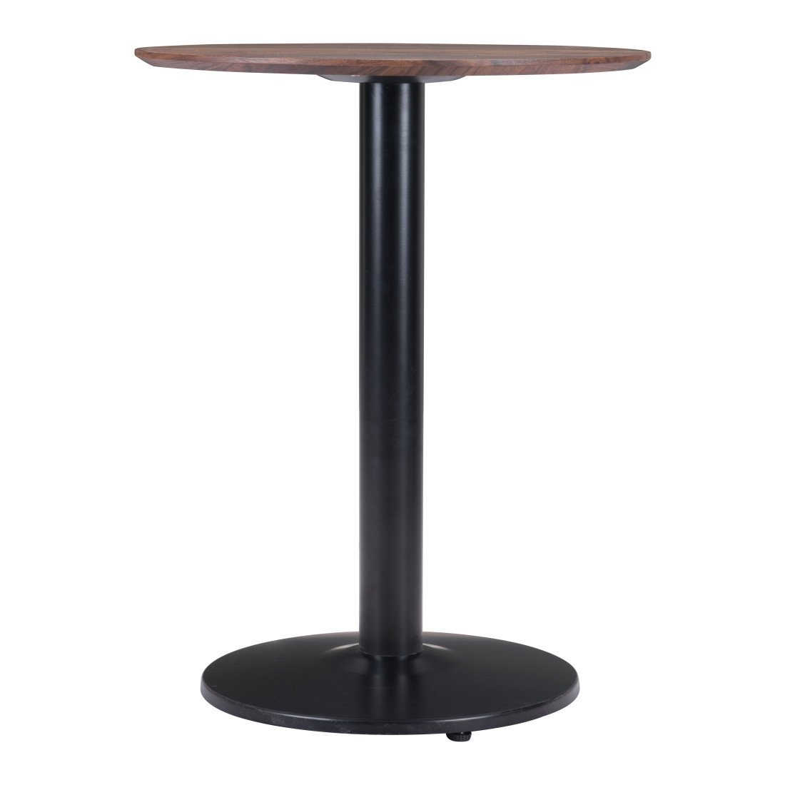 30" Walnut And Black Wood And Steel Round Pedestal End Table - Image 3