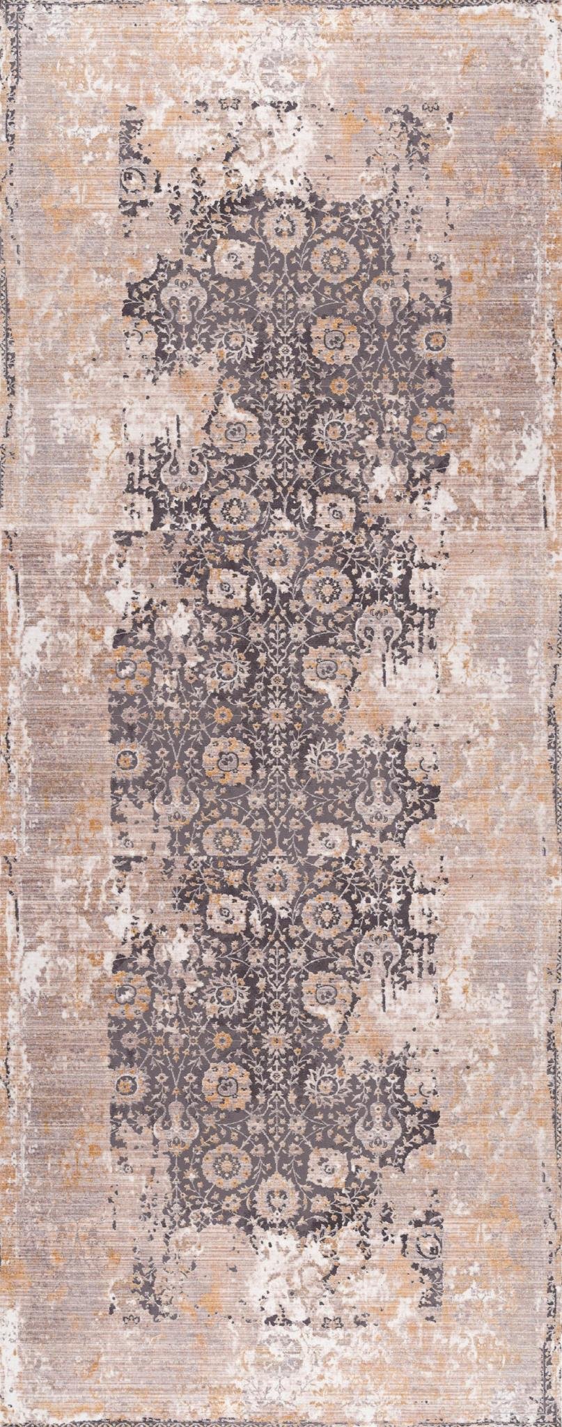 15' Gray And Ivory Oriental Runner Rug - Image 2
