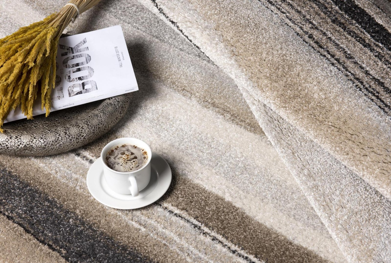 5' X 8' Cream and Tan Abstract Marble Area Rug - Image 6