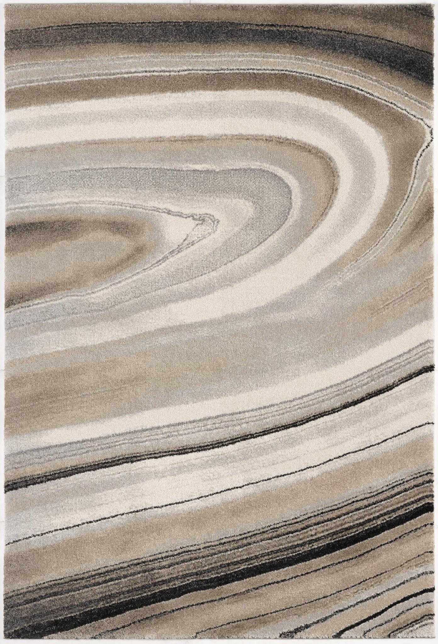 5' X 8' Cream and Tan Abstract Marble Area Rug - Image 3