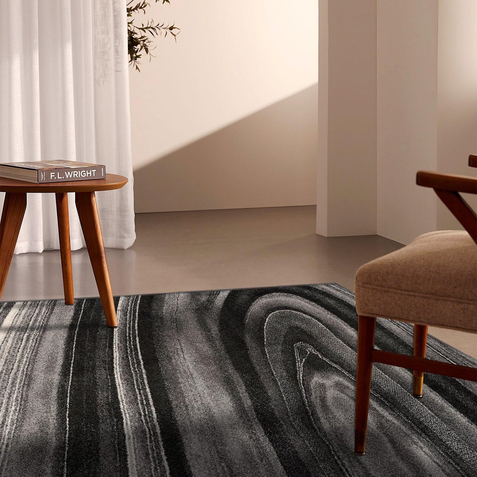 5' X 8' Dark Gray Abstract Illusional Area Rug - Image 5