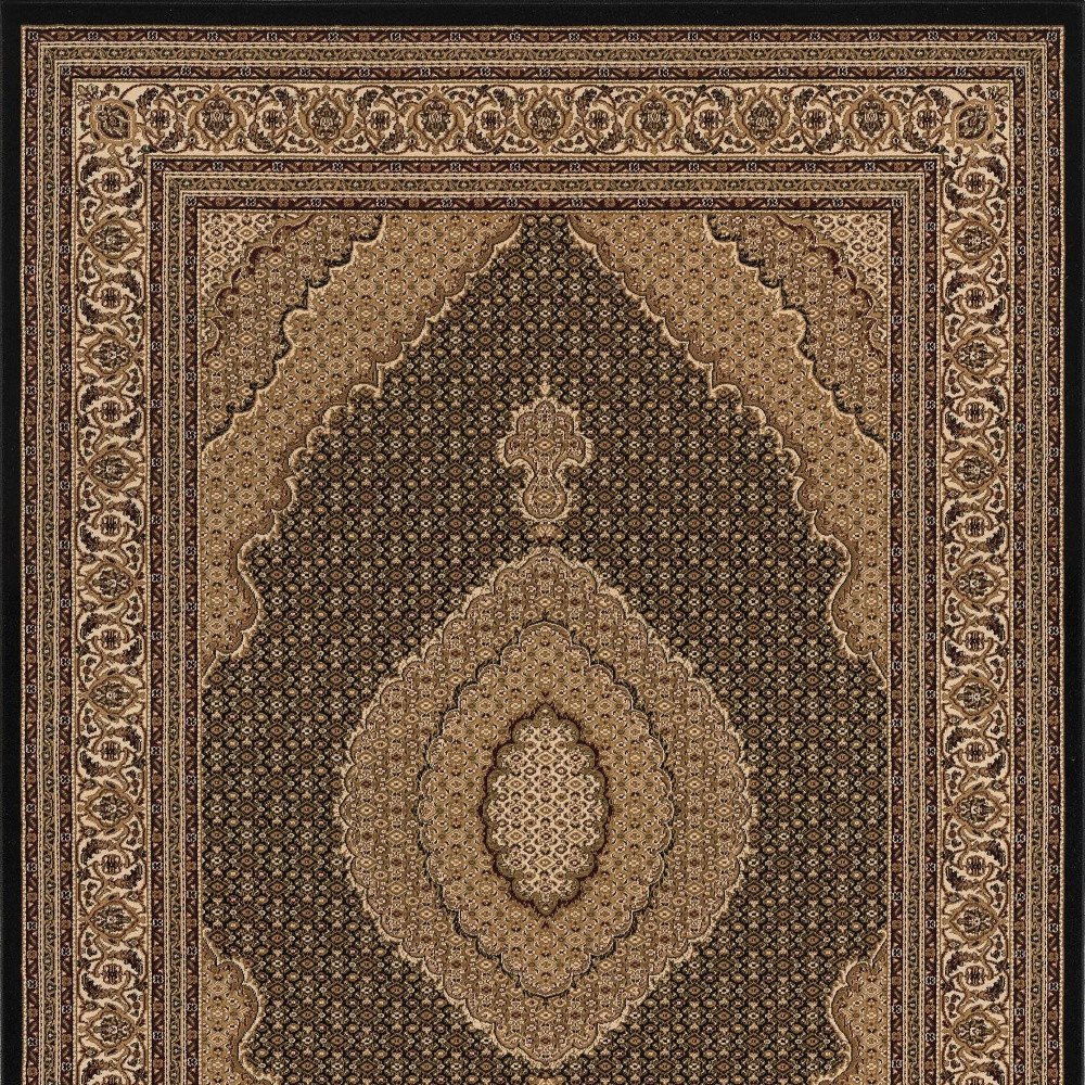 13' Beige And Black Medallion Runner Rug - Image 4