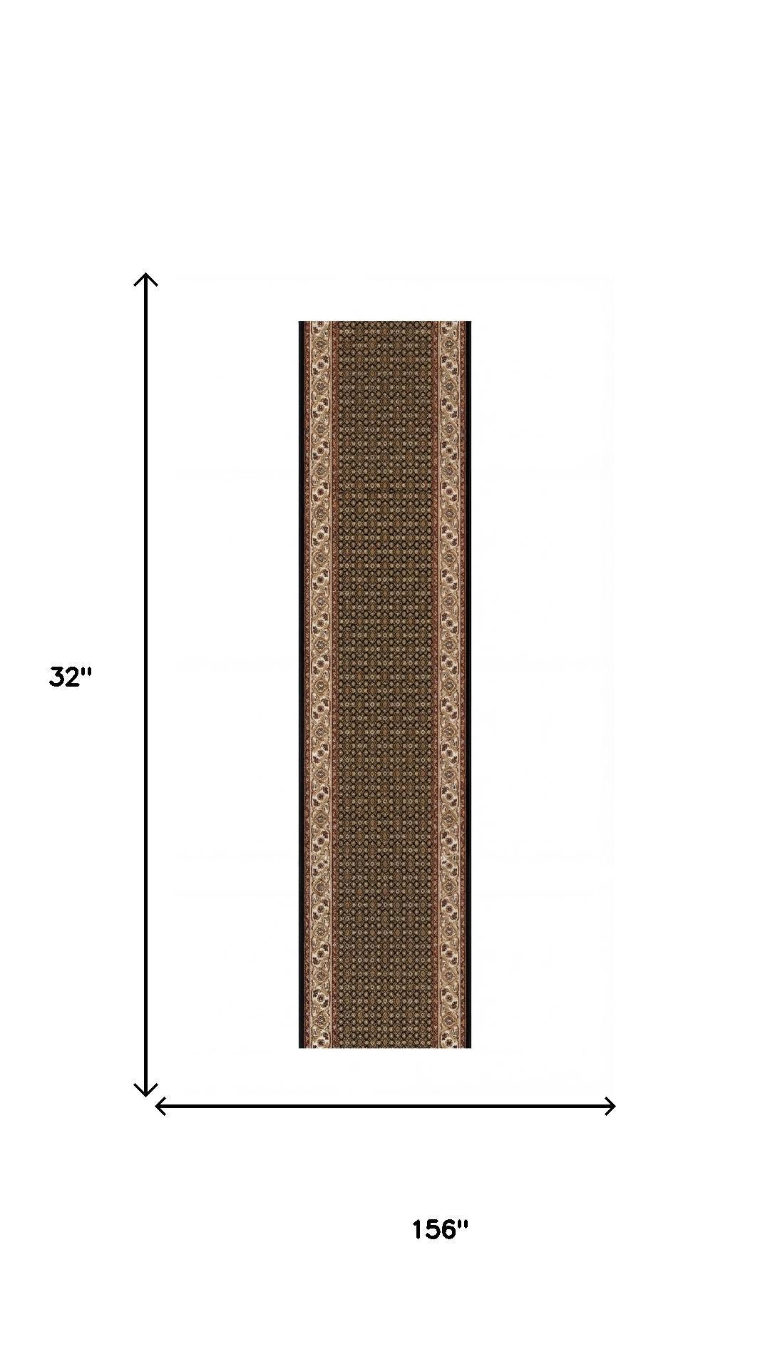 13' Beige And Black Medallion Runner Rug - Image 7