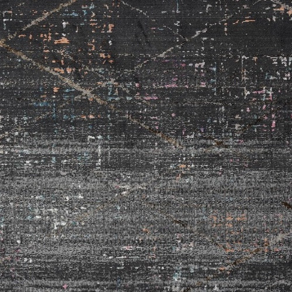5' X 8' Distressed Black Abstract Area Rug - Image 8
