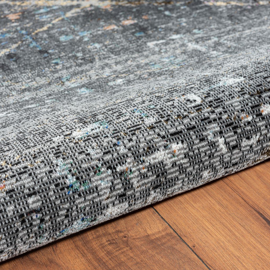 5' X 8' Distressed Black Abstract Area Rug - Image 4