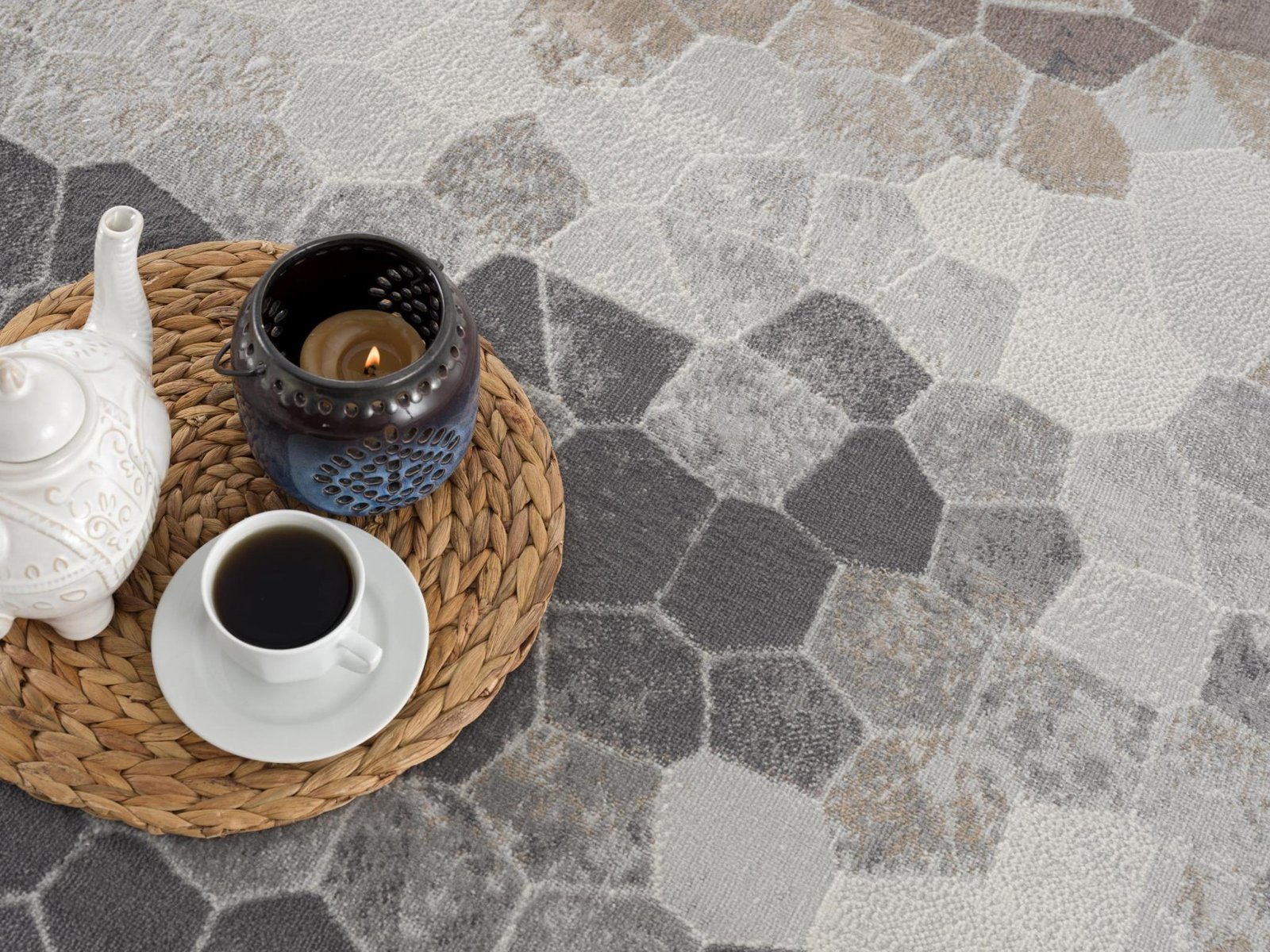 2' X 10' Beige Cobblestone Pattern Runner Rug - Image 4