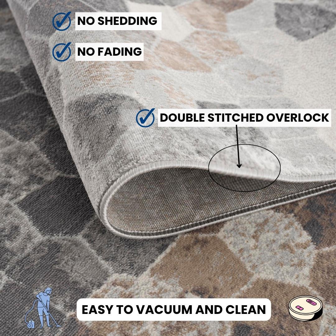 2' X 10' Beige Cobblestone Pattern Runner Rug - Image 3
