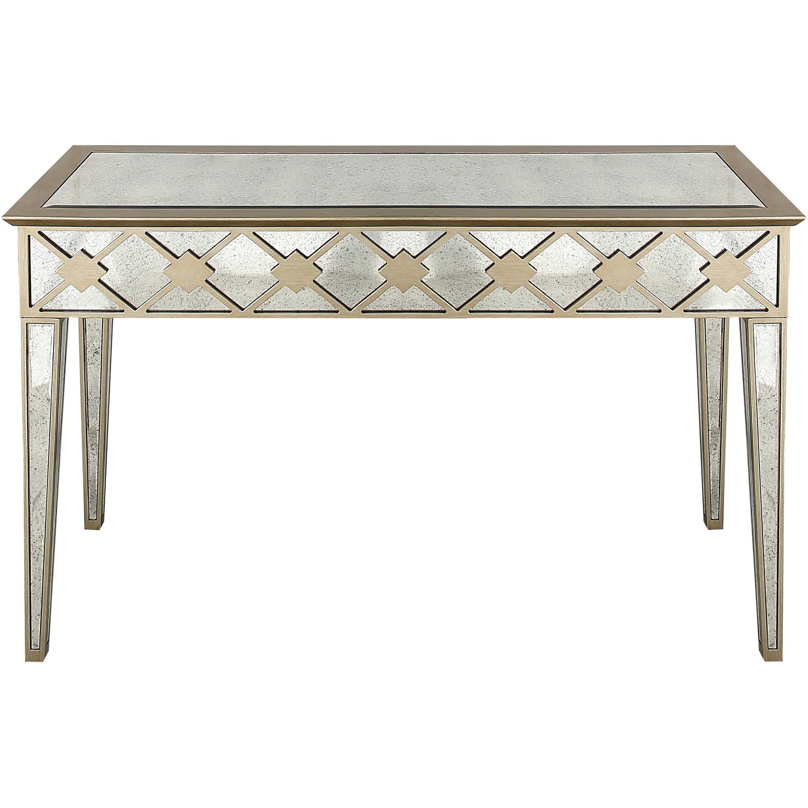 51" Gold and Silver Mirrored Glass Console Table - Image 2