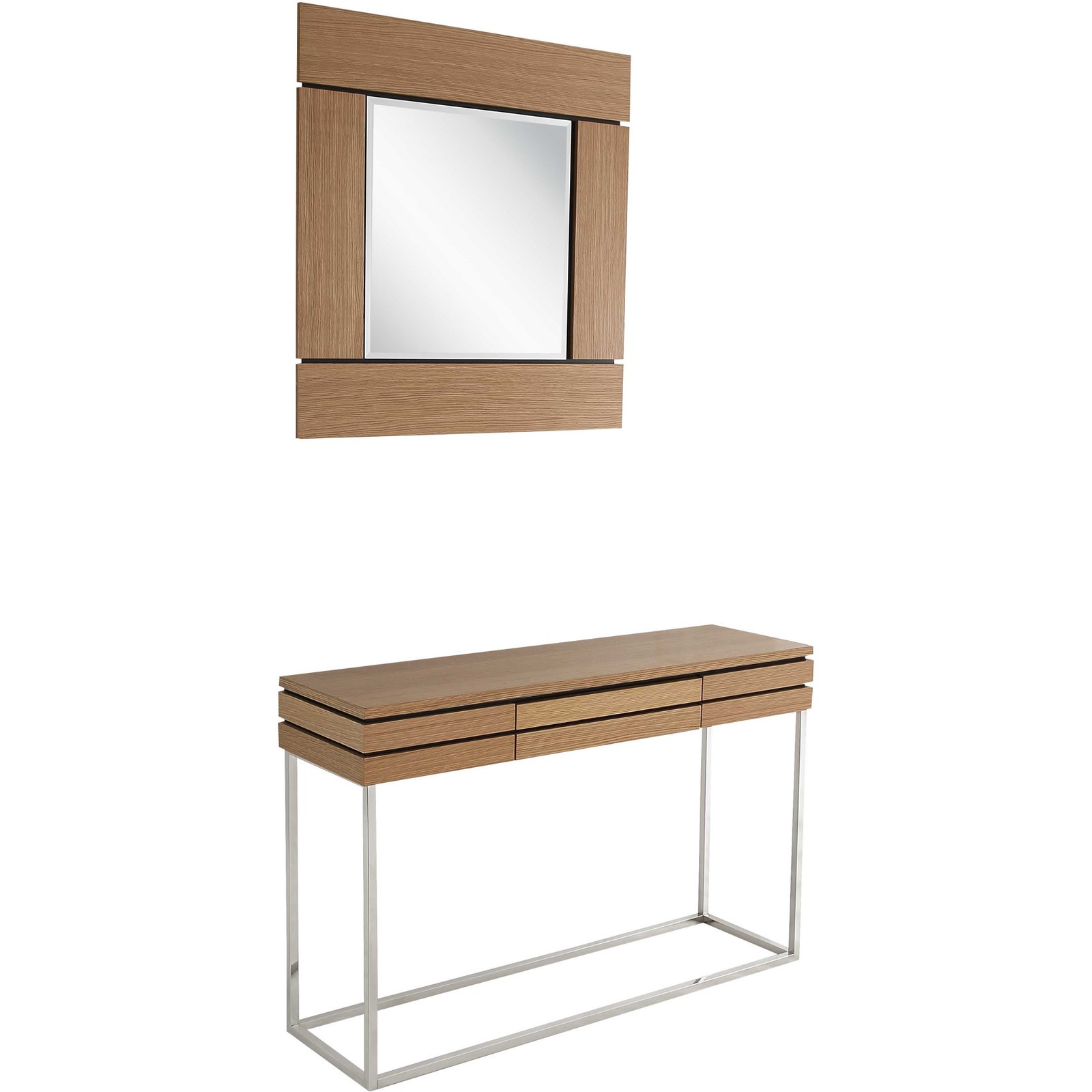 47" Brown and Silver Wood Frame Console Table With Drawer - Image 2