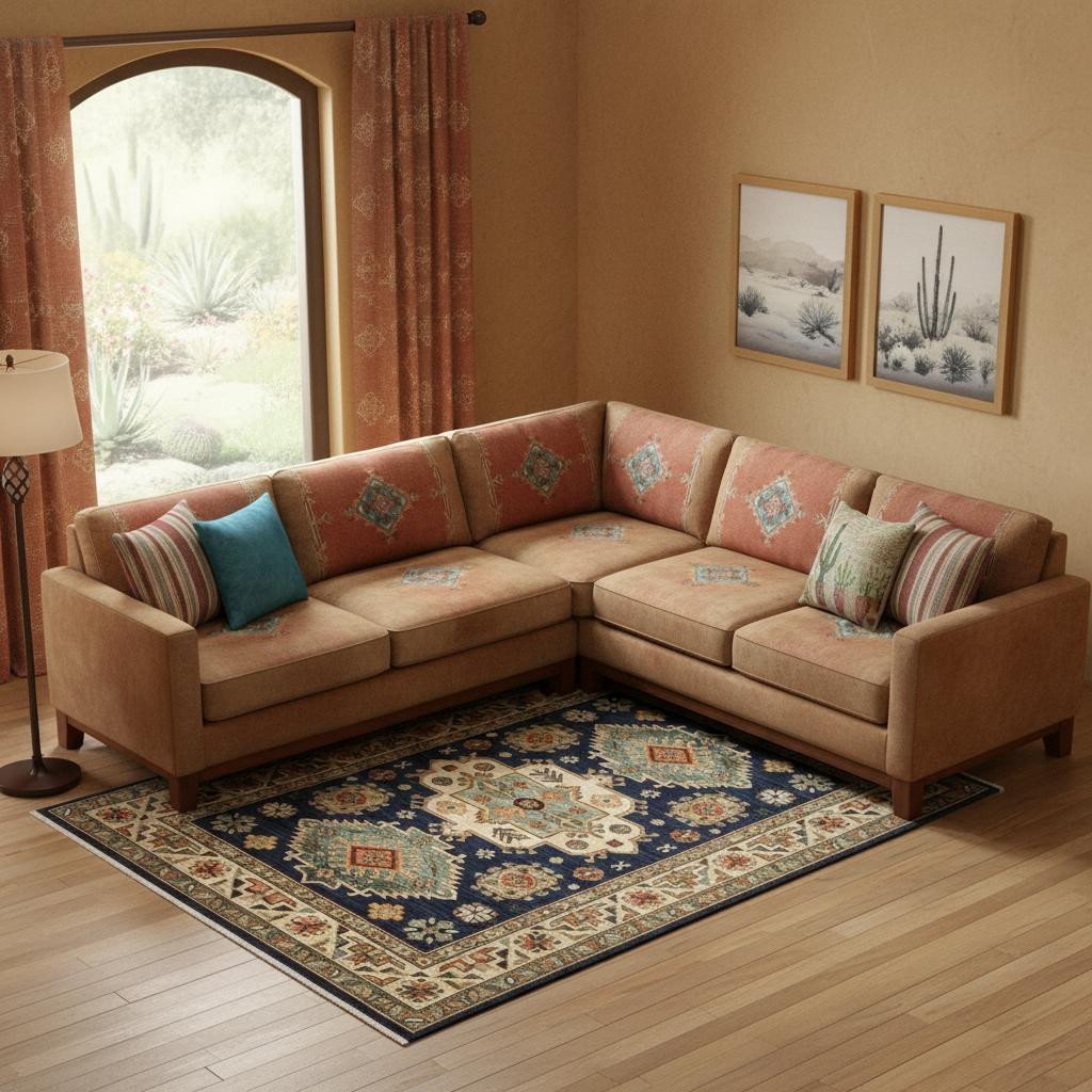10' X 13' Navy Charcoal Orange Rust Gold Pale Blue Olive Beige And Salmon Oriental Power Loom Stain Resistant Area Rug With Fringe