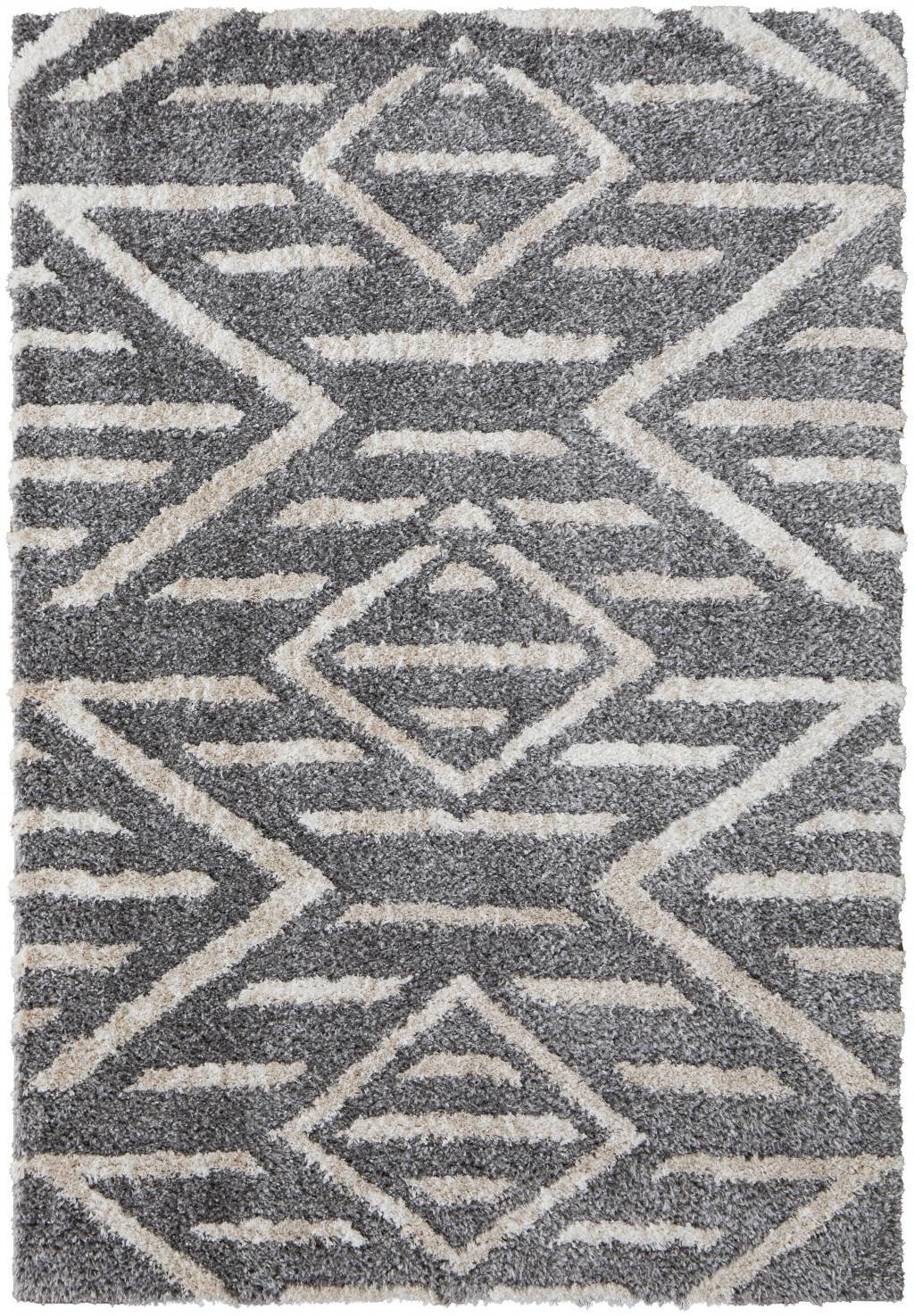 9' X 12' Gray And Ivory Geometric Power Loom Stain Resistant Area Rug - Image 2