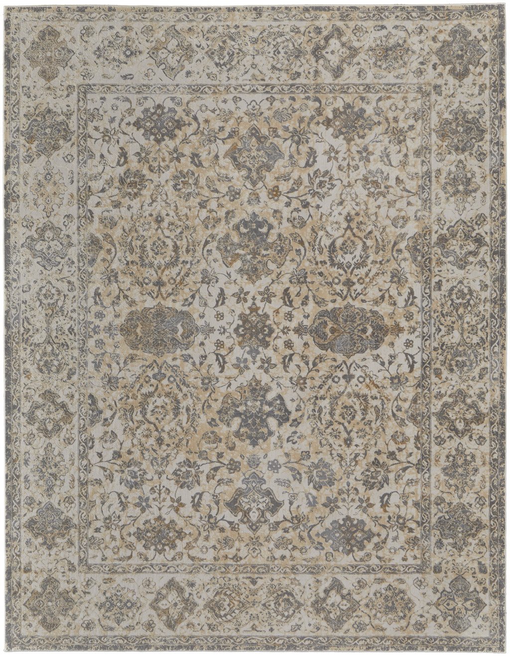 8' X 10' Gray Ivory And Tan Oriental Area Rug - Image 2