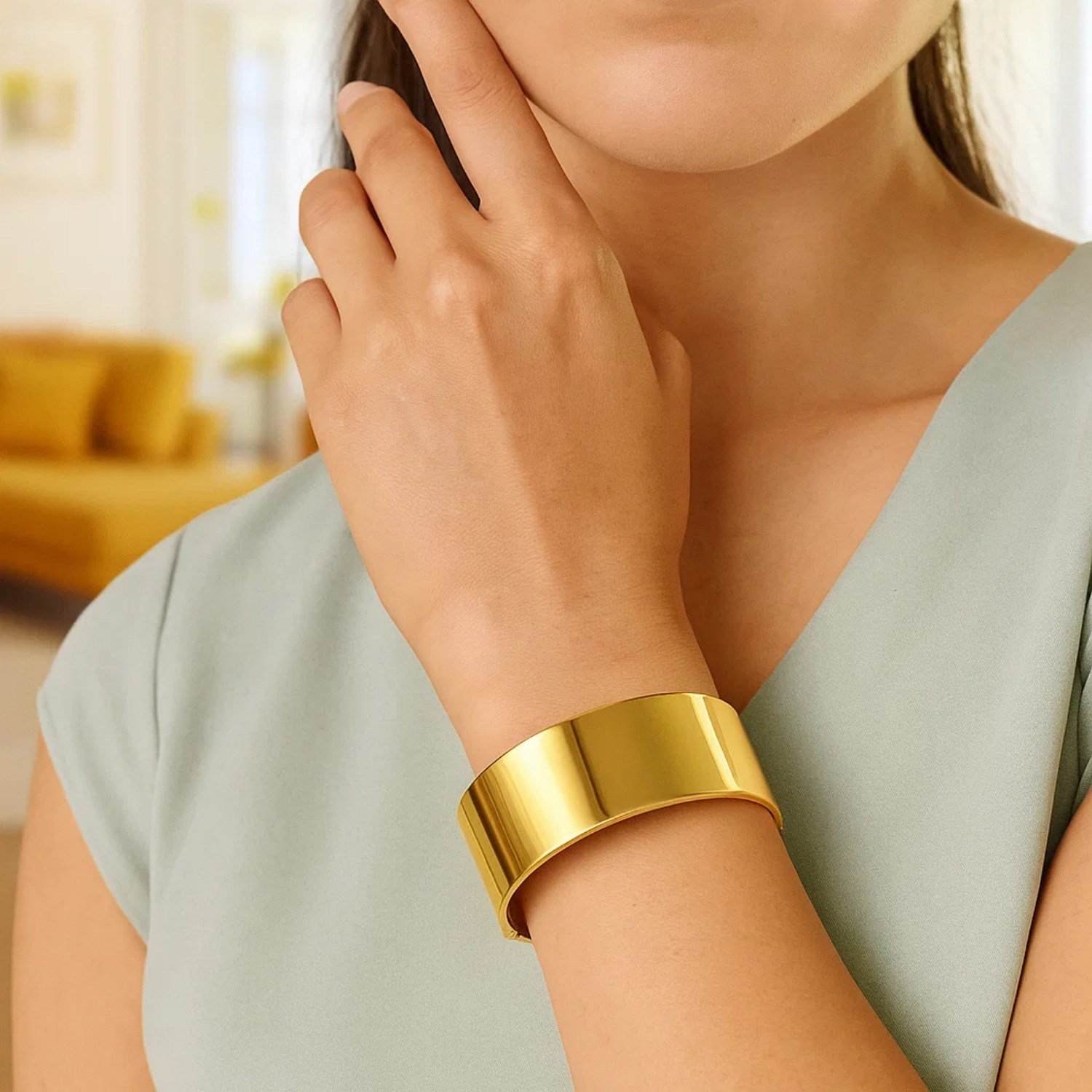 Designer Bold Width Bracelet in 14K Yellow Gold (24.60 mm) - Image 5