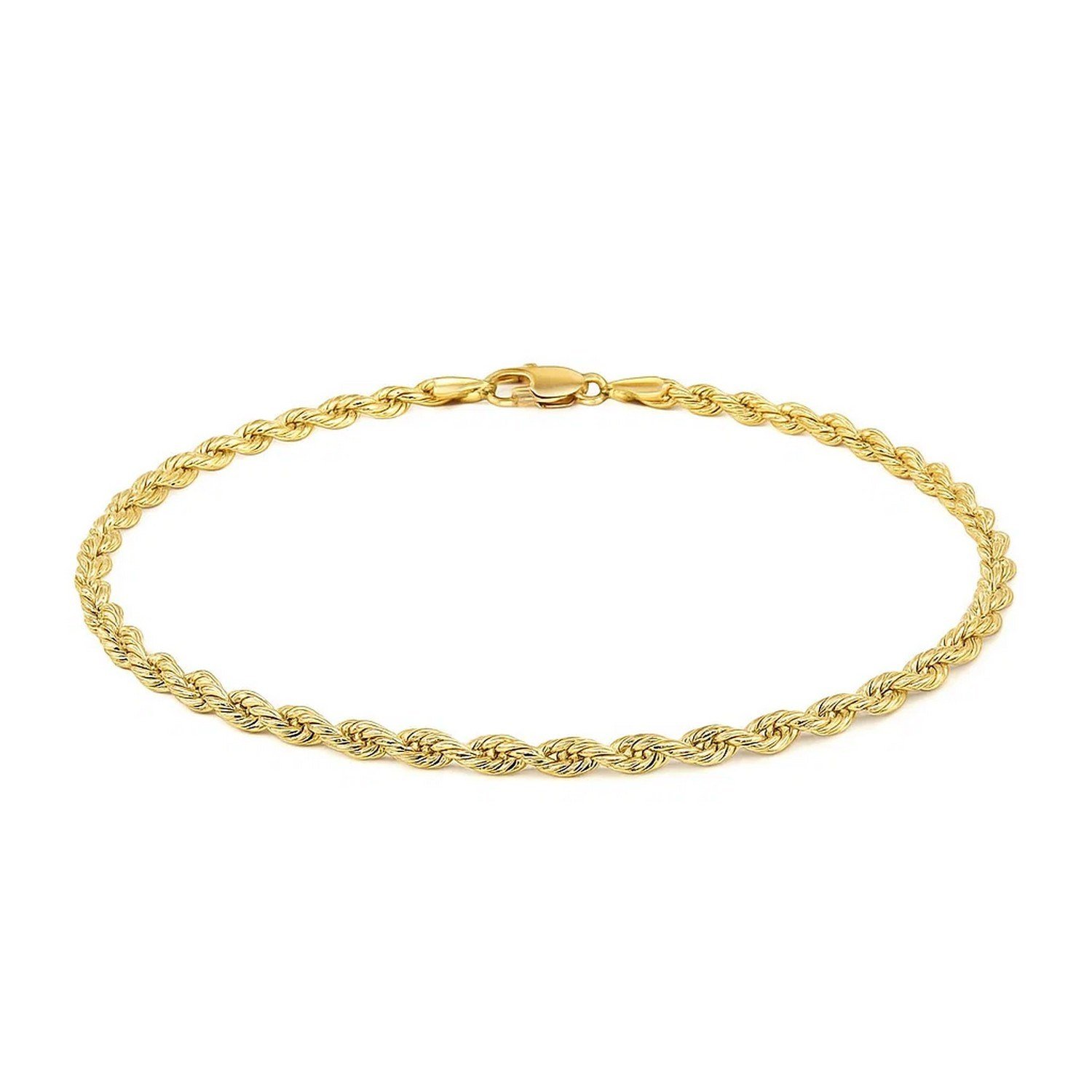 14k Yellow Gold Solid Diamond Cut Rope Bracelet (2.50 mm) - Image 2
