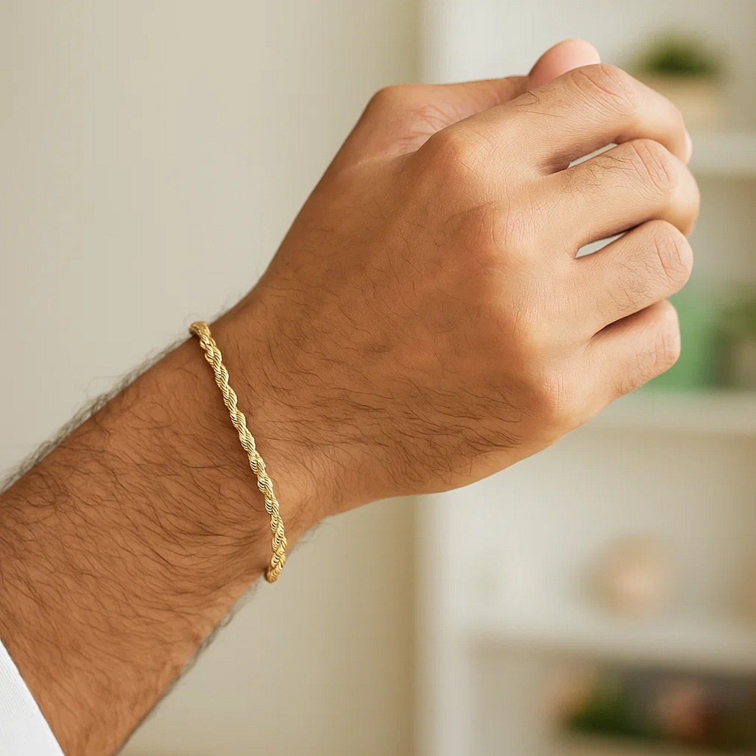 14k Yellow Gold Solid Diamond Cut Rope Bracelet (2.50 mm) - Image 7