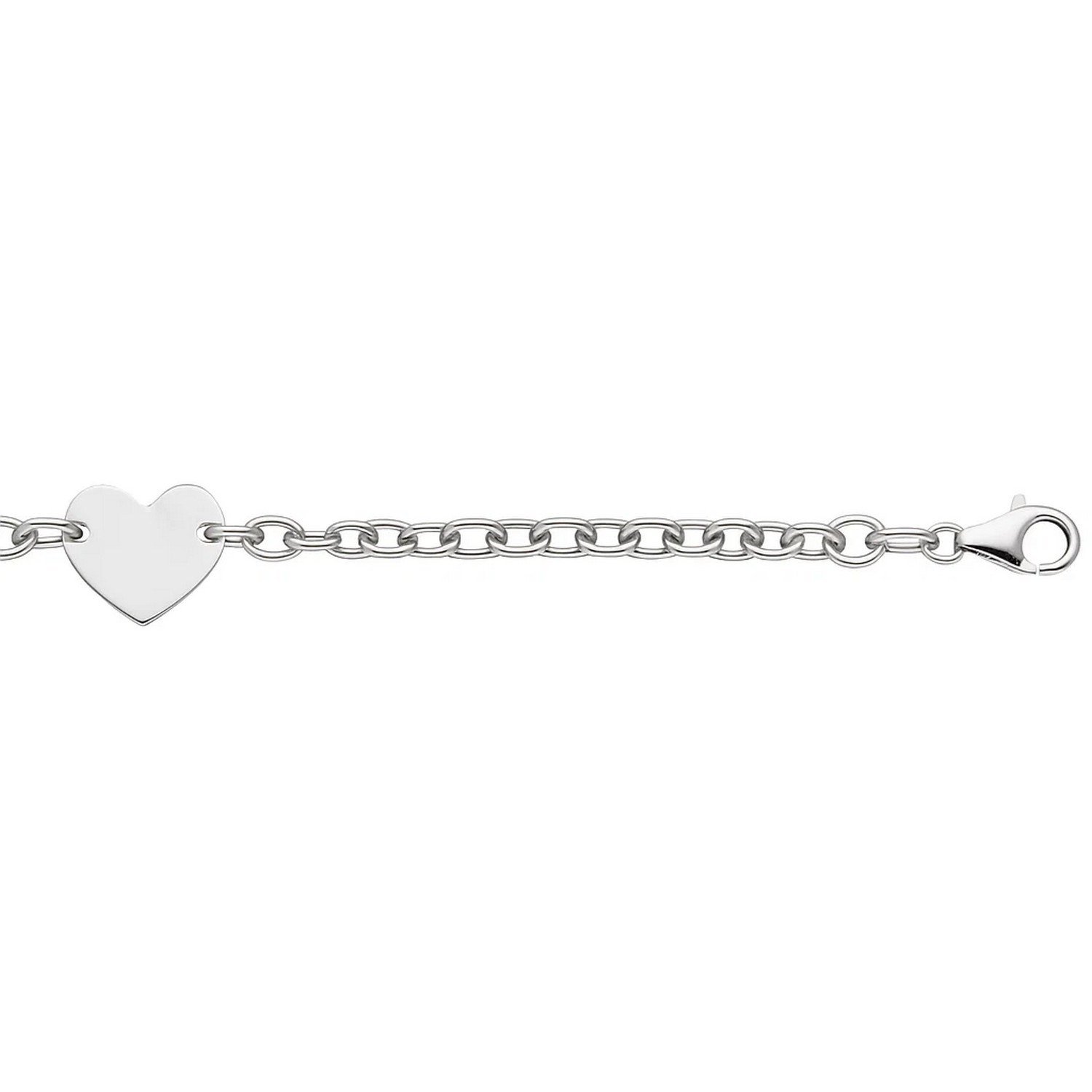 Sterling Silver Rhodium Plated Chain Bracelet with a Flat Heart Station(5.00 mm) - Image 6