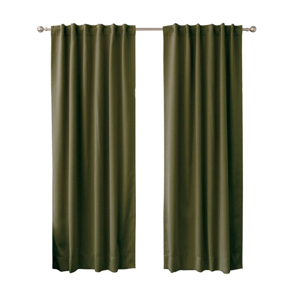 52 x 102 inch Solid Olive Green Thermal Blackout Curtain Panels - Set of 2