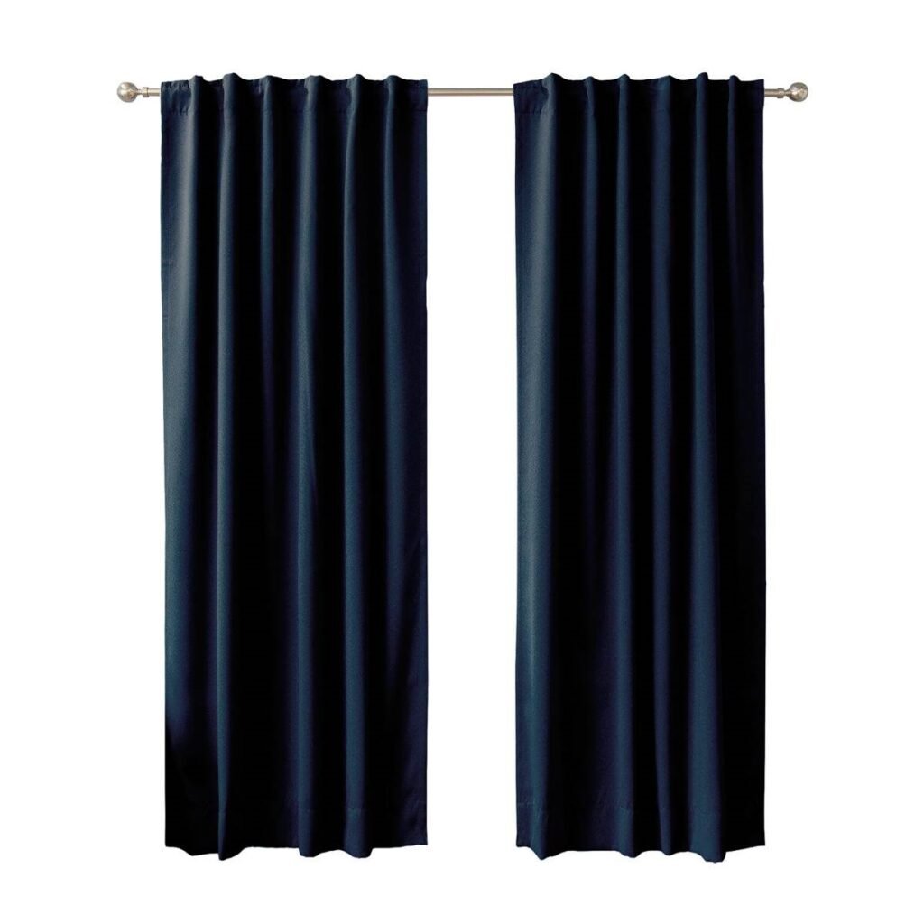 52 x 120 inch Solid Navy Blue Thermal Blackout Curtain Panels - Set of 2