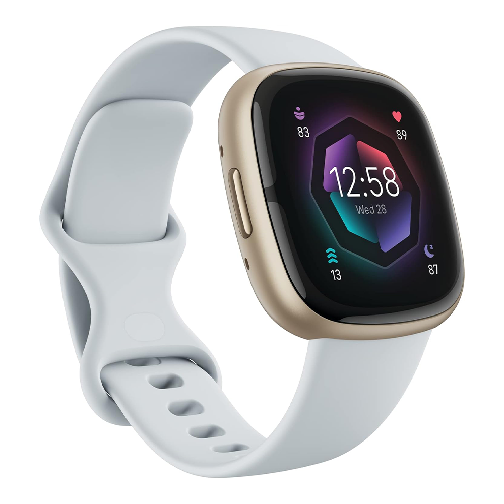 Fitbit Sense 40mm – Gold Aluminum/White Sport Band — Battery Service Needed (AS-IS)