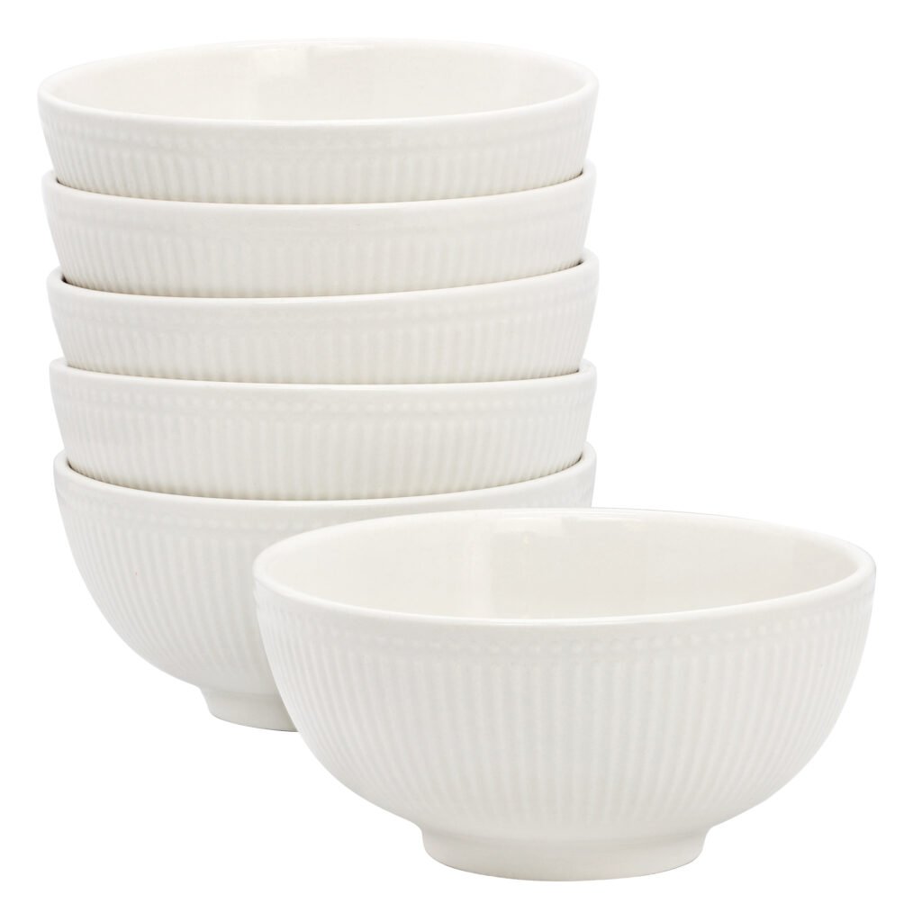 Elama Gretel 6 Piece Round Stoneware Cereal Bowl Set in White