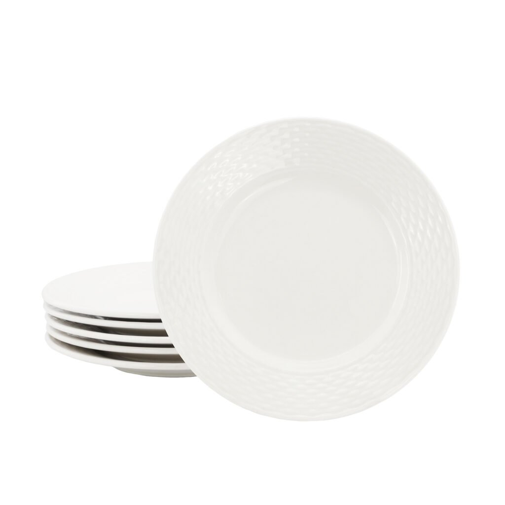 Elama Ophelia 6 Piece Stoneware Salad Plate Set in White