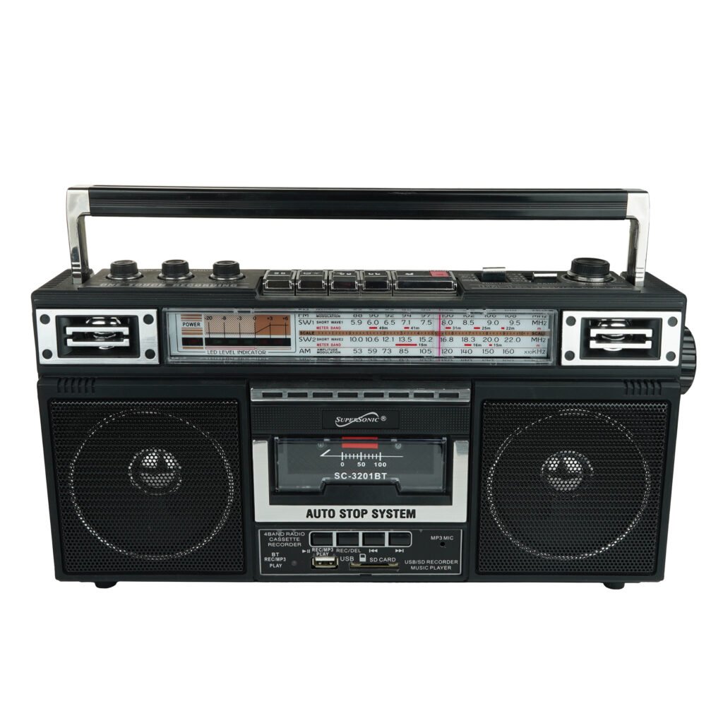 Super Sonic Retro 4 Band Radio Speaker & Cassette Player With Bluetooth in Black
