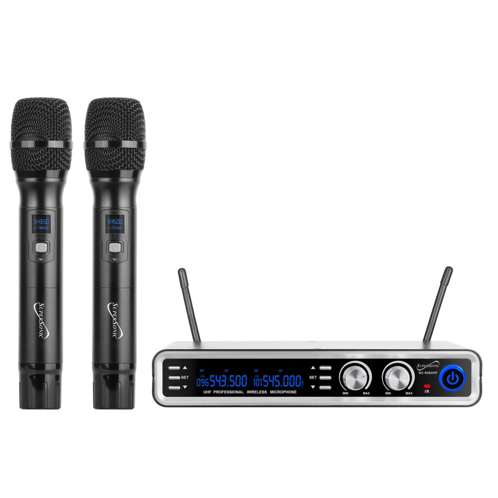 SuperSonic UHF Dual Fixed Channel Wireless Microphone System with 300ft Range